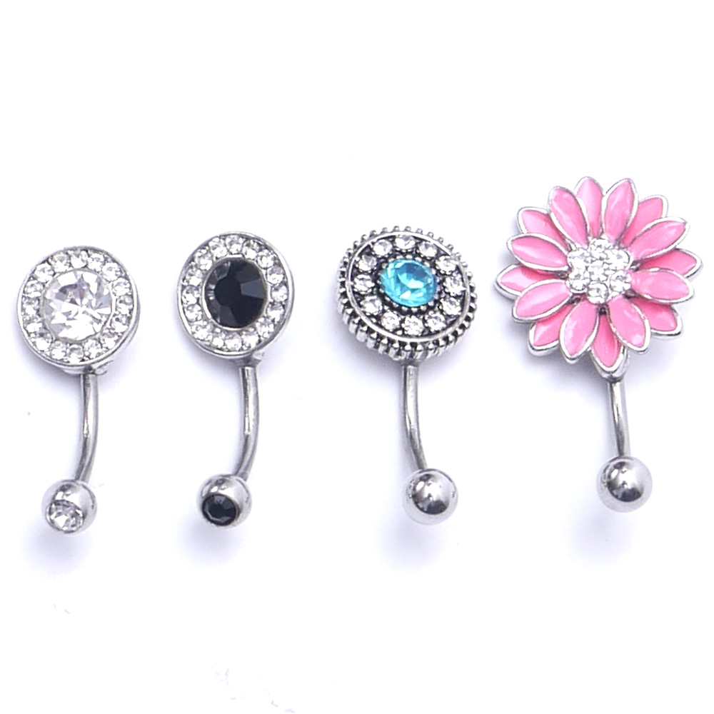 6Pcs Long Surgical 14G Stainless Steel Dangle Belly Button Ring Navel