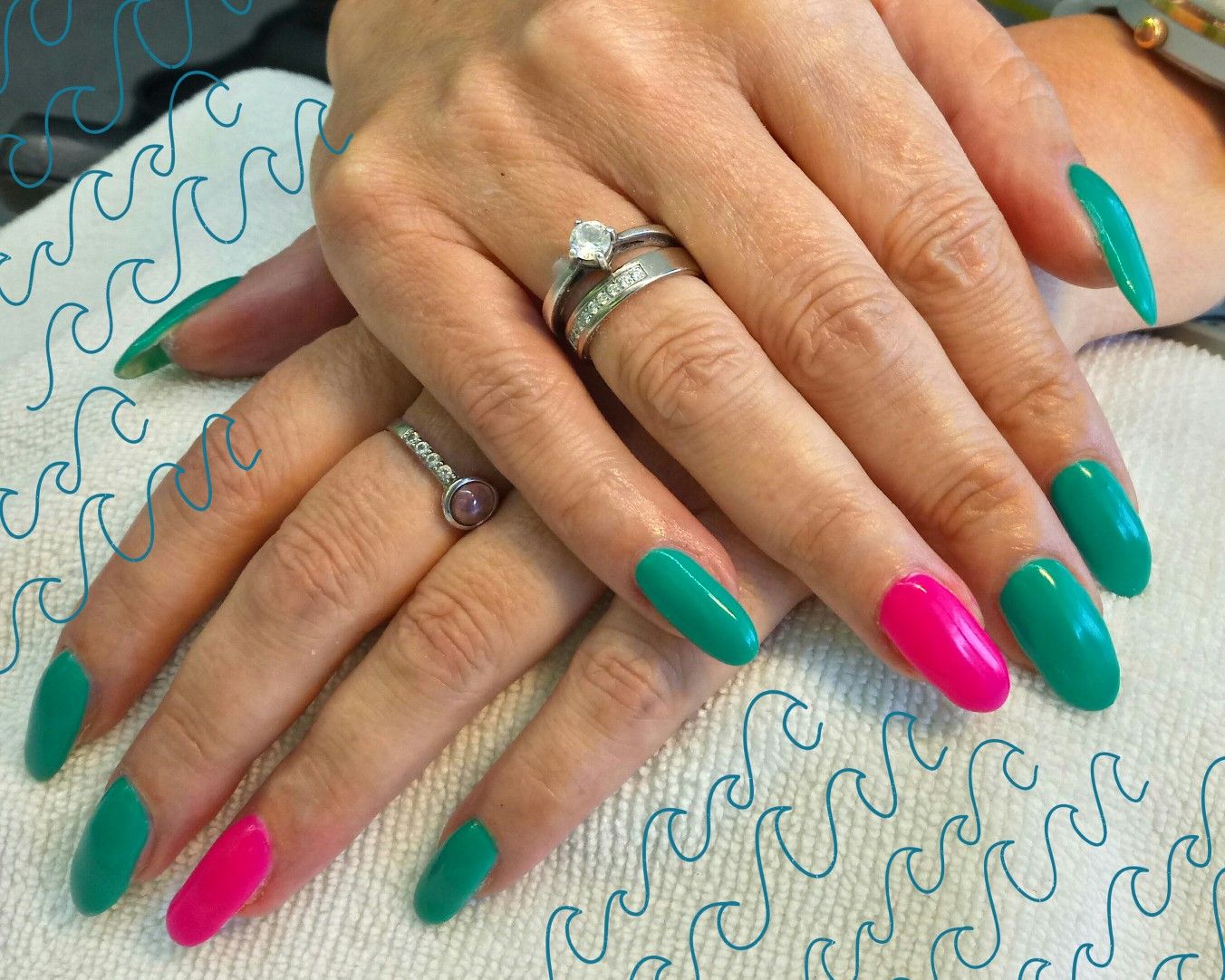 Green And Pink Nails